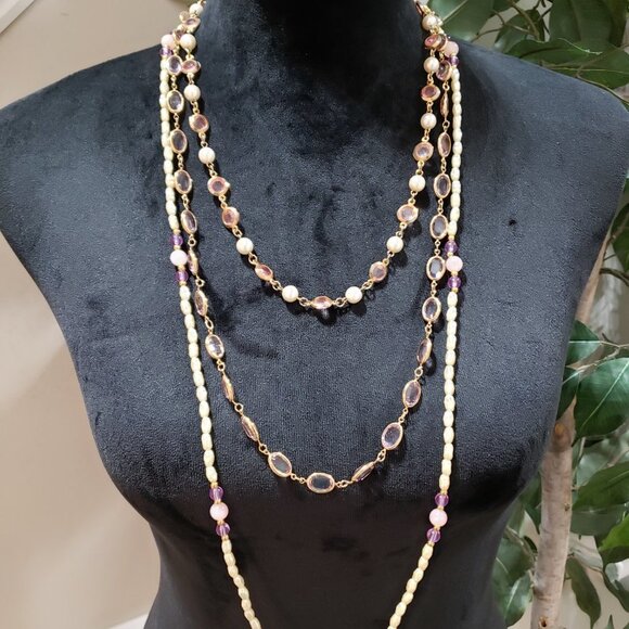 Womens Fashion Multicolor Glass Beaded Long Collar Necklace with Lobster Clasp - Picture 2 of 6